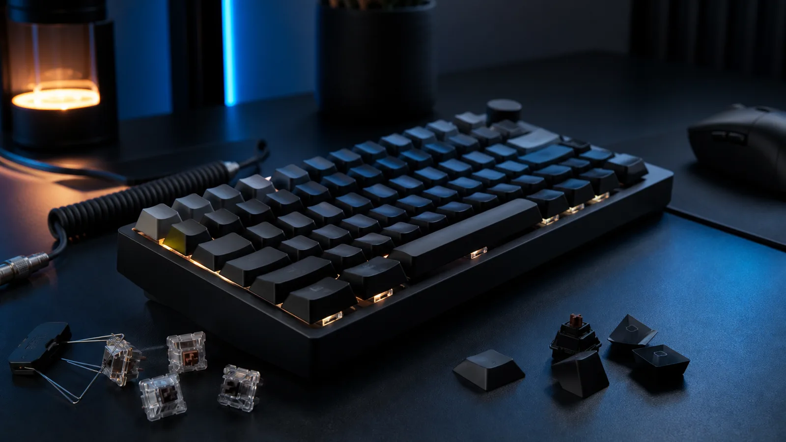 Tastatură mecanică pentru gaming, în prim-plan